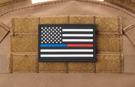 US Flag with Blue and Red Line PVC Morale Patch - US Airsoft, Inc.