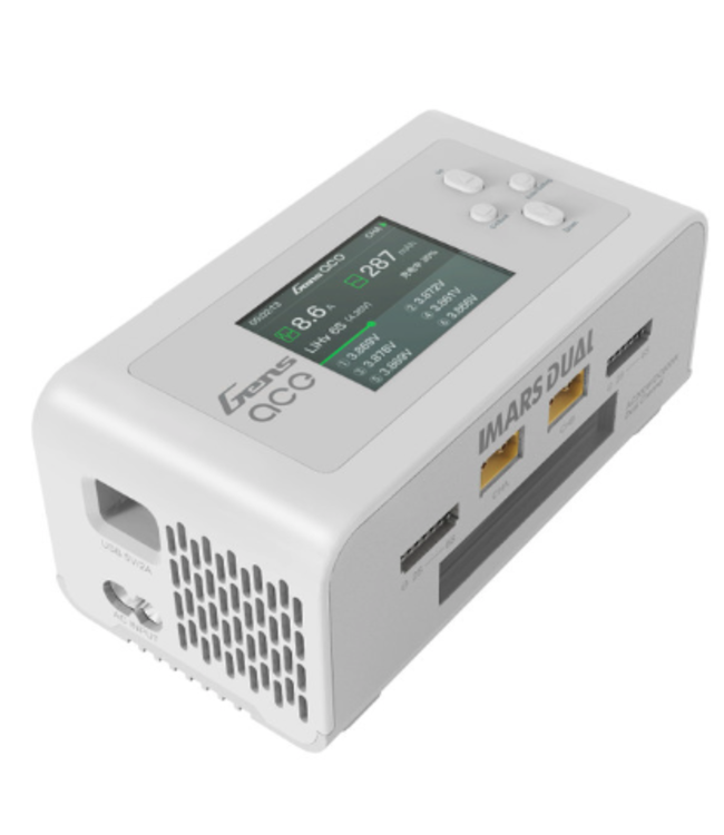 GensAce Imars Dual Channel AC200W/DC300W Balance Charger (White)
