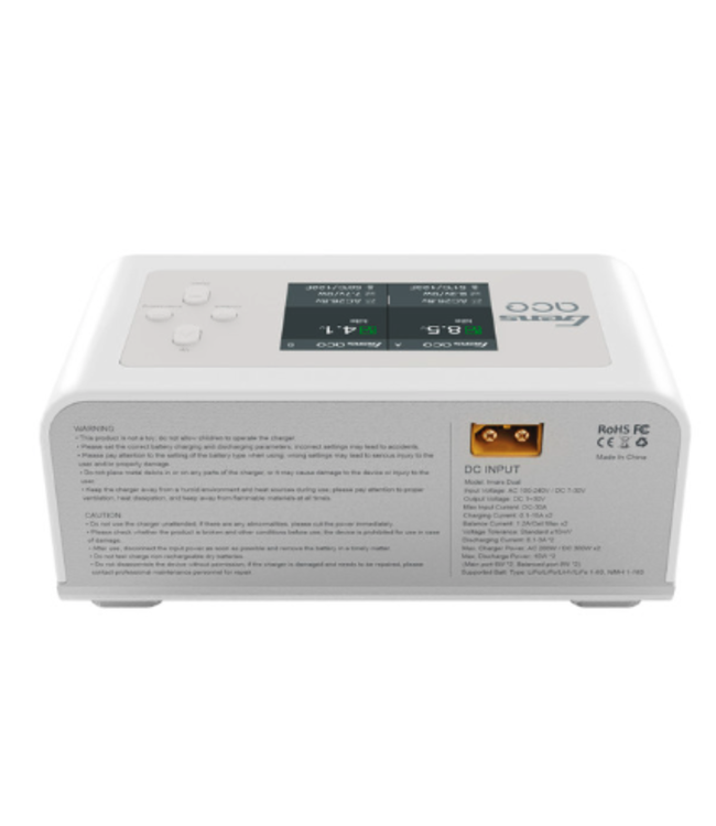 GensAce Imars Dual Channel AC200W/DC300W Balance Charger (White)