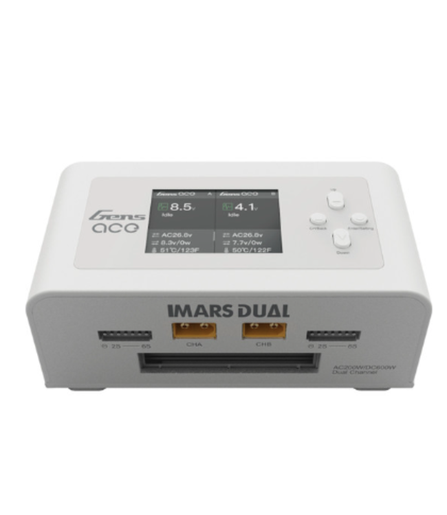 GensAce Imars Dual Channel AC200W/DC300W Balance Charger (White)