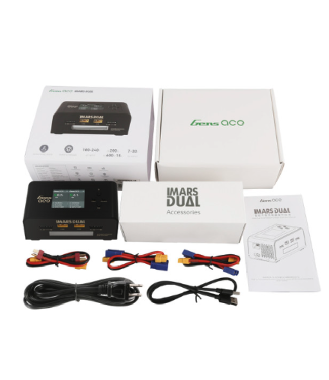 GensAce Imars Dual Channel AC200W/DC300W Balance Charger (White)