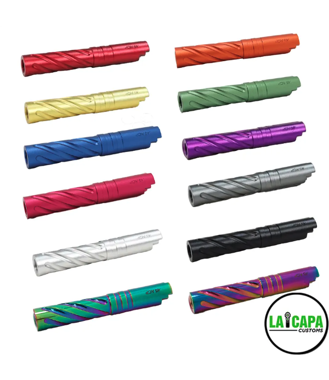 LA Capa Customs 4.3 Aluminum Tornado Threaded Outer Barrel (Green Rainbow )