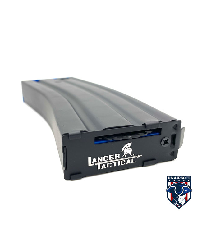 Lancer Tactical Metal Gen 2 300 Round High Capacity Airsoft Magazine for M4/M16 (Color: Black & Blue)