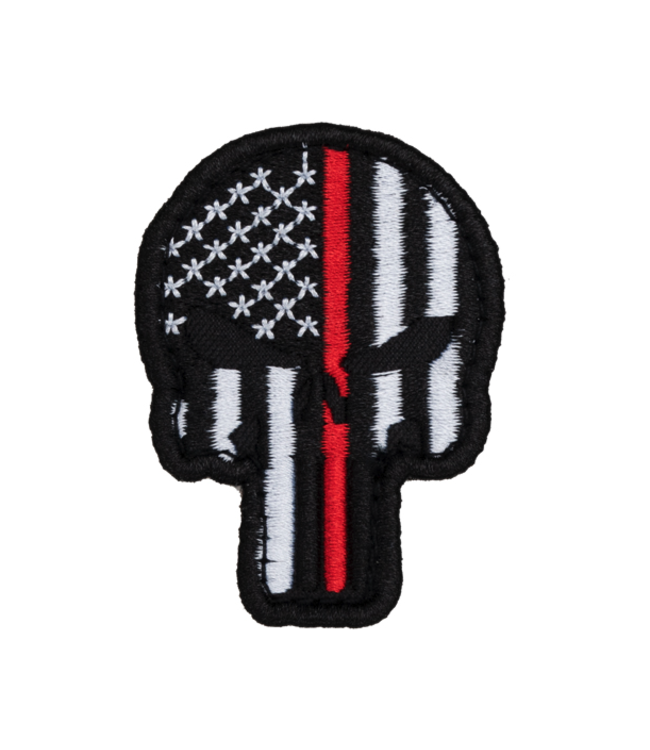 Embroidered Patriot Punisher US Flag PVC Patch w/ Thin Red Line