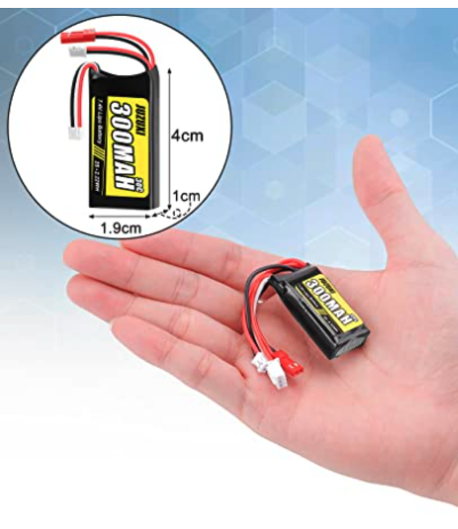 Juzuxi 300 MAH 7.4 lipo with JST Plug