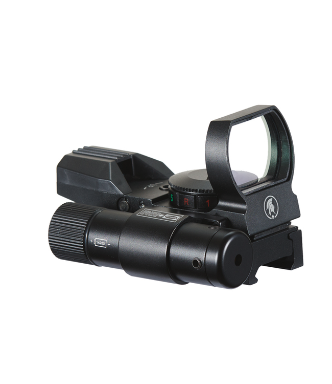 Lancer Tactical 4-Reticle Red/Green Dot Reflect Sight with Green Laser (Color: Black)