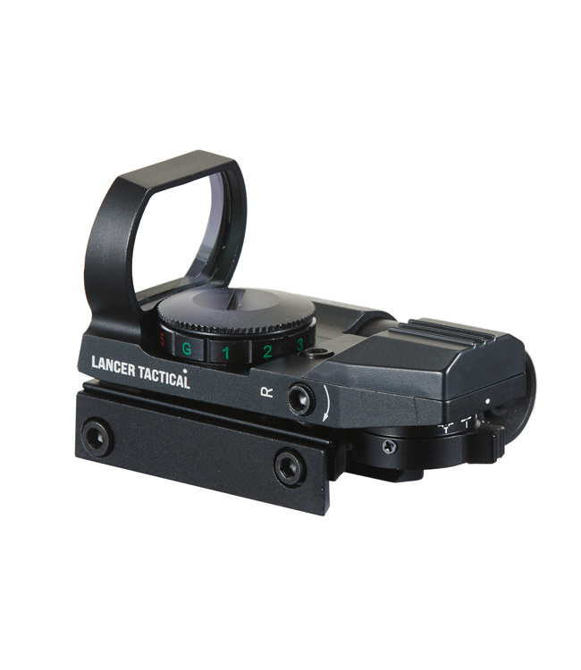 Lancer Tactical Lancer Tactical 4-Reticle Red/Green Dot Reflect Sight with Green Laser (Color: Black)