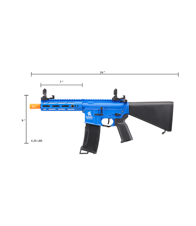 Lancer Tactical Gen 3 Hellion 7" M-LOK Airsoft AEG Rifle w/ Stubby Stock (Color: Blue)