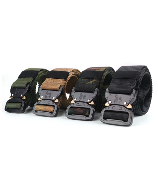Tactical Belt With Cobra Buckle - Fully Adjustable (One Size Fits All) Black