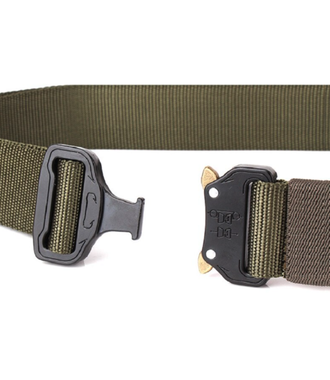 Tactical Belt With Cobra Buckle - Fully Adjustable (One Size Fits All) OD Green