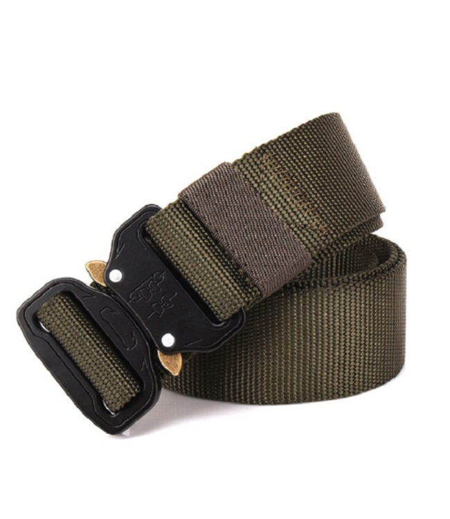 Tactical Belt With Cobra Buckle - Fully Adjustable (One Size Fits All) OD Green