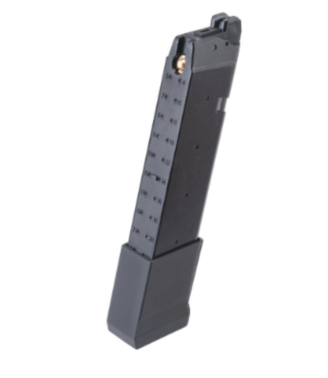 EMG 34 Round Extended Magazine for JW2 Combat Master Glock BLU M22 & Compatible Gas Blowback Airsoft Pistol (Model: Green Gas)
