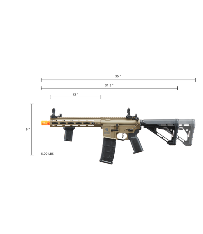Lancer Tactical Gen 3 Hellion M-LOK 10" Airsoft M4 AEG with Delta Stock (Color: Tan)