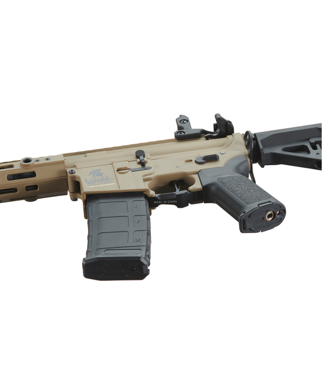 Lancer Tactical Gen 3 Hellion M-LOK 10" Airsoft M4 AEG with Delta Stock (Color: Tan)