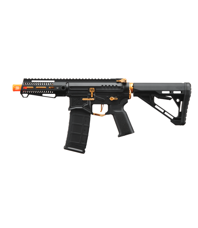 Zion Arms Zion Arms R15 Mod 1 Short Barrel Airsoft Rifle with Delta Stock (Color: Black & Gold)