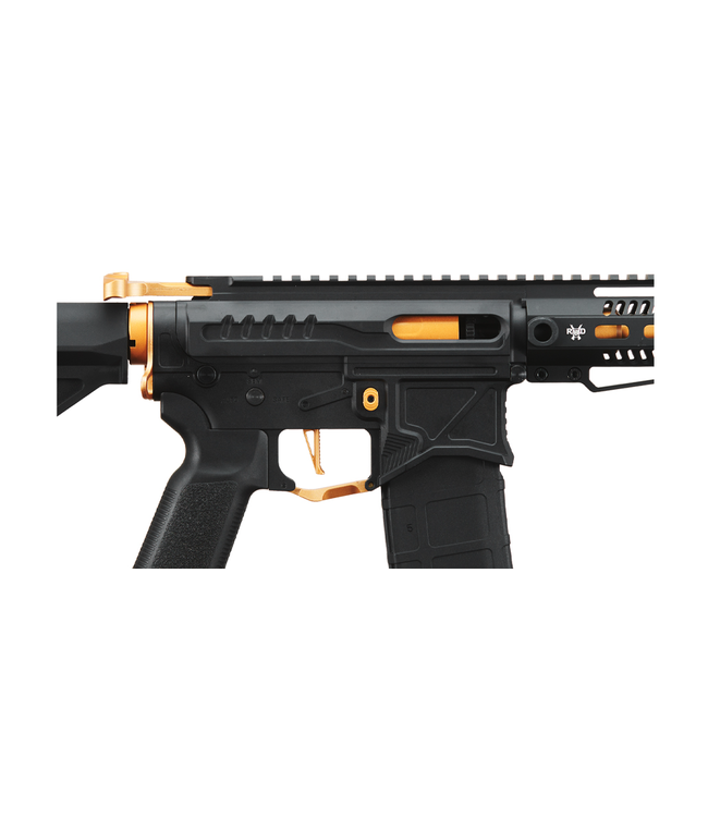 Zion Arms R15 Mod 1 Short Barrel Airsoft Rifle with Delta Stock (Color: Black & Gold)