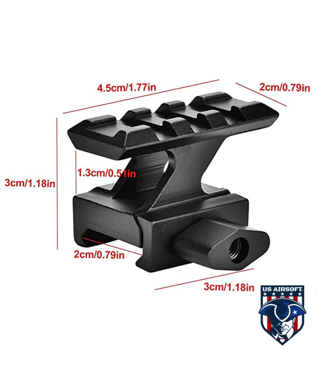 Arne Tactical High Riser Rail Scope Mount (20mm Picatinny Rail Base Adapter)