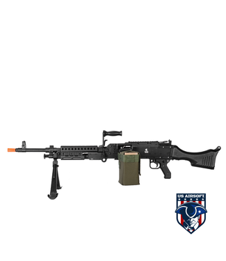 Lancer Tactical Lancer Tactical Full Metal M240 Airsoft AEG Squad Automatic Machine Gun with Box Magazine (Color: Black)