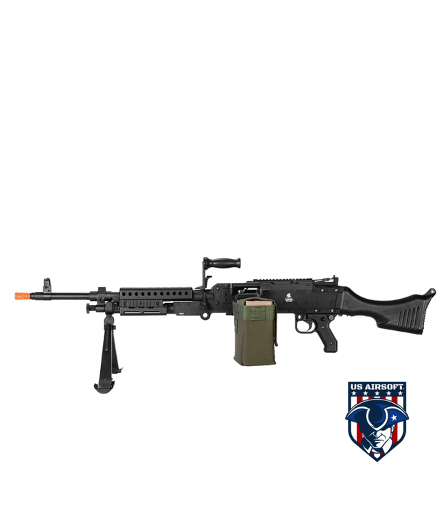 Lancer Tactical Full Metal M240 Airsoft AEG Squad Automatic Machine Gun with Box Magazine (Color: Black)