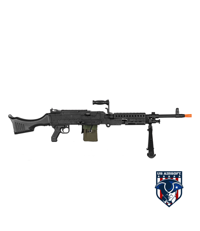 Lancer Tactical Full Metal M240 Airsoft AEG Squad Automatic Machine Gun with Box Magazine (Color: Black)