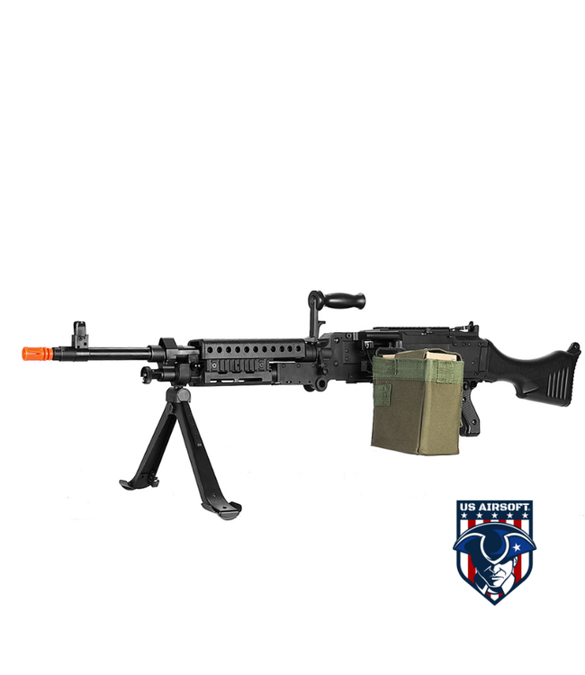 Lancer Tactical Full Metal M240 Airsoft AEG Squad Automatic Machine Gun with Box Magazine (Color: Black)