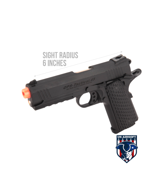Golden Eagle IMF Night Warrior 3309 OPS Tactical .45 HiCapa Semi-Auto GBB Metal Pistol, BK