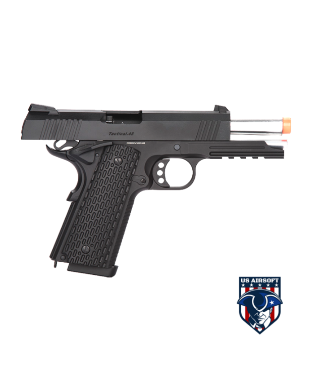 Golden Eagle IMF Night Warrior 3309 OPS Tactical .45 HiCapa Semi-Auto GBB Metal Pistol, BK