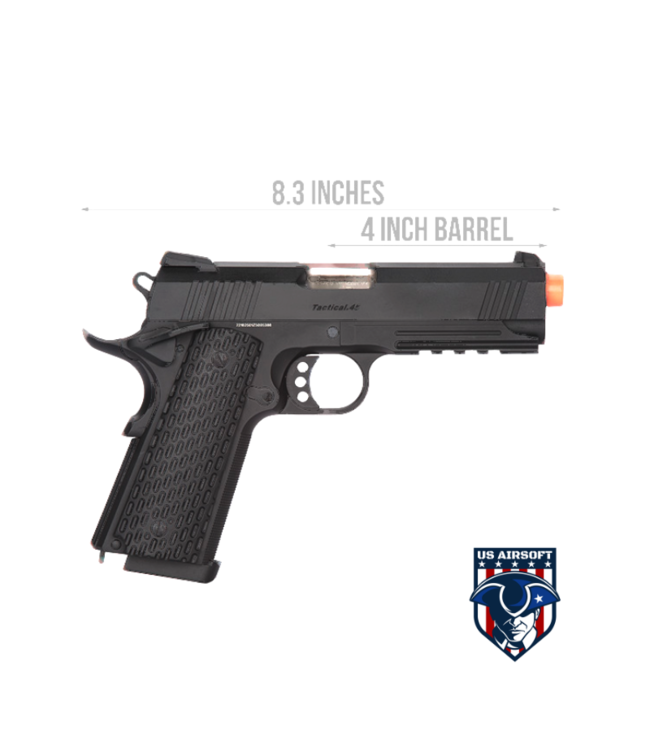 Golden Eagle IMF Night Warrior 3309 OPS Tactical .45 HiCapa Semi-Auto GBB Metal Pistol, BK