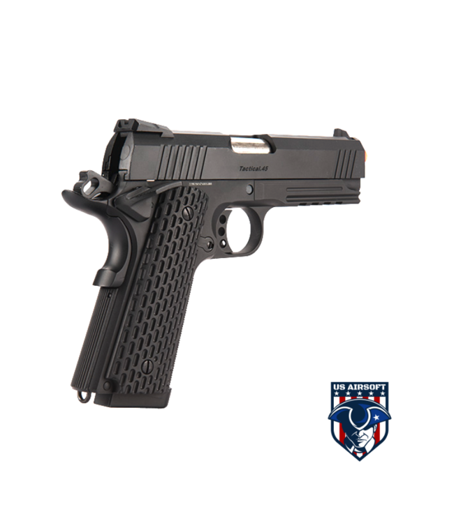 Golden Eagle IMF Night Warrior 3309 OPS Tactical .45 HiCapa Semi-Auto GBB Metal Pistol, BK
