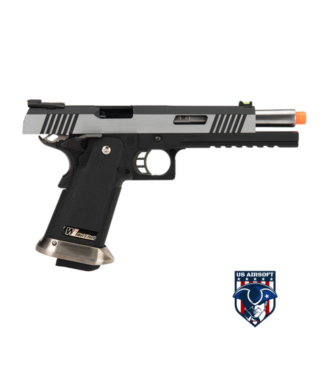 WE Tech 1911 Hi-Capa T-Rex Competition Gas Blowback Airsoft Pistol w/ Sight Mount (TWO TONE / SILVER)