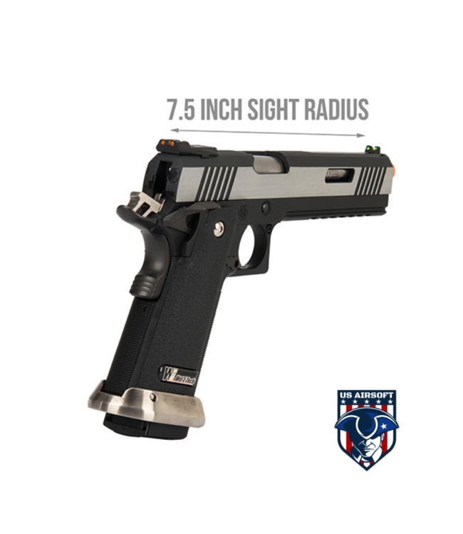 WE Tech 1911 Hi-Capa T-Rex Competition Gas Blowback Airsoft Pistol w/ Sight Mount (TWO TONE / SILVER)