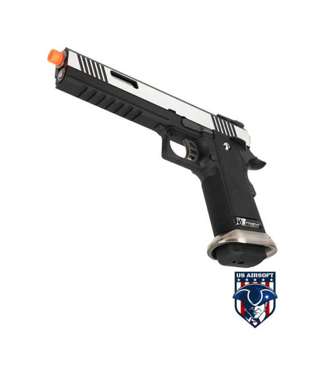 WE Tech 1911 Hi-Capa T-Rex Competition Gas Blowback Airsoft Pistol w/ Sight Mount (TWO TONE / SILVER)