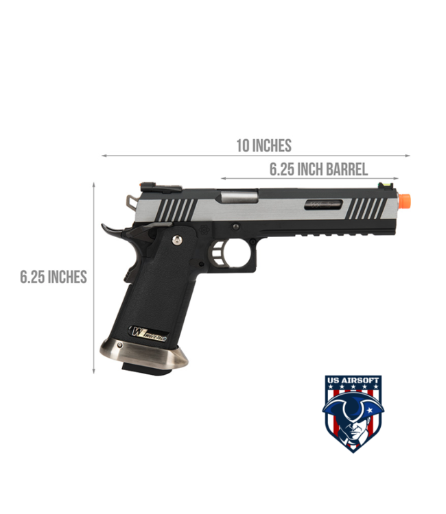 WE Tech 1911 Hi-Capa T-Rex Competition Gas Blowback Airsoft Pistol w/ Sight Mount (TWO TONE / SILVER)
