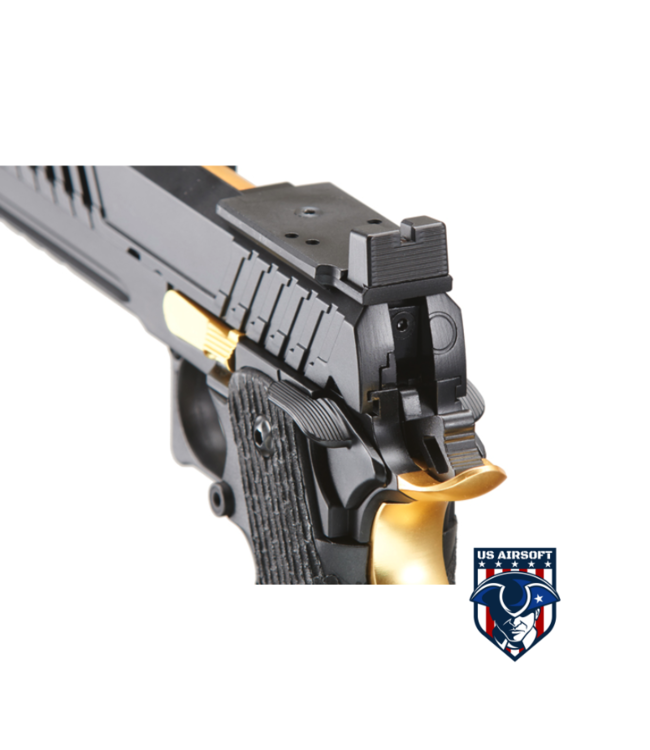 Lancer Tactical Knightshade Hi-Capa Gas Blowback Airsoft Pistol (Color: Black / Gold)