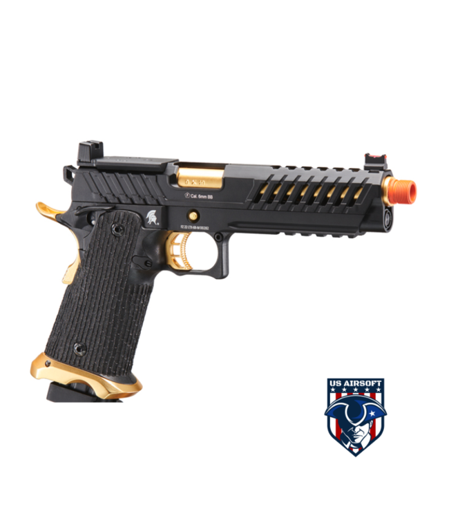 Lancer Tactical Knightshade Hi-Capa Gas Blowback Airsoft Pistol (Color: Black / Gold)
