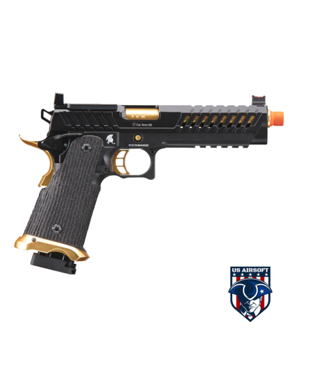 Lancer Tactical Knightshade Hi-Capa Gas Blowback Airsoft Pistol (Color: Black / Gold)