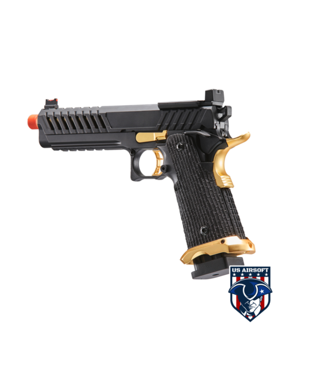Lancer Tactical Knightshade Hi-Capa Gas Blowback Airsoft Pistol (Color: Black / Gold)