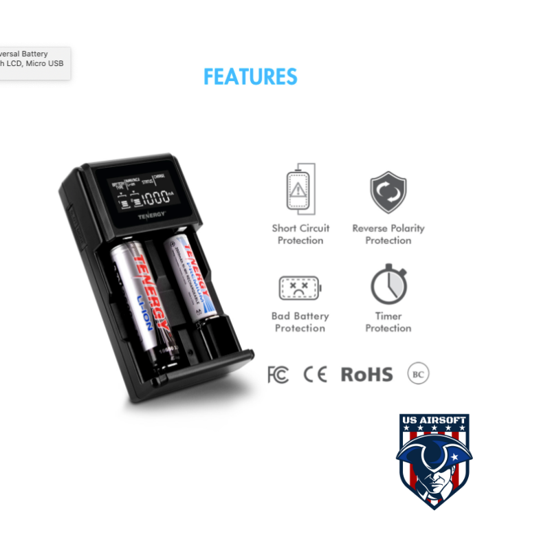 Tenergy 11.1V 1200mAh Airsoft Battery Pack And Balance Charger, LiPo