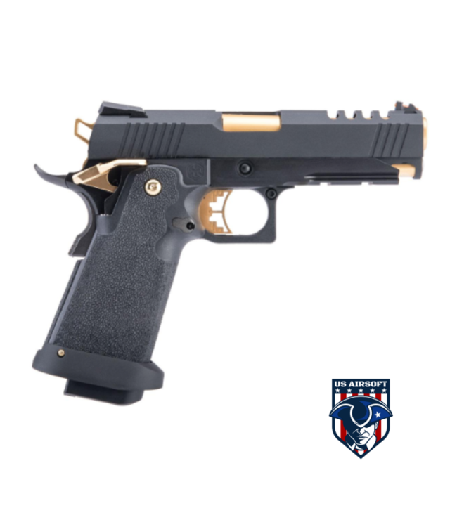 AW Custom Gold Match HX27 Hi-CAPA Gas Blowback Airsoft Pistol (Model: 4.3 / Black & Gold)