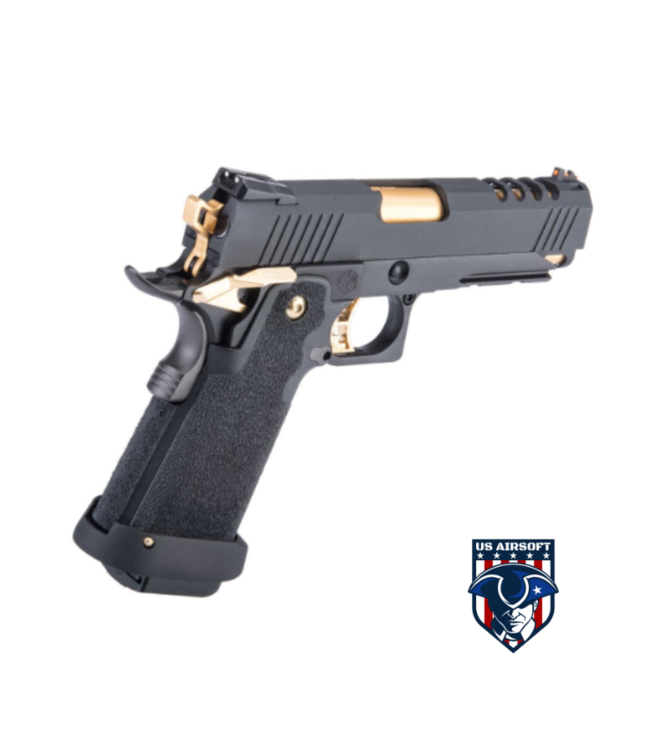 AW Custom Gold Match HX27 Hi-CAPA Gas Blowback Airsoft Pistol (Model: 4.3 / Black & Gold)