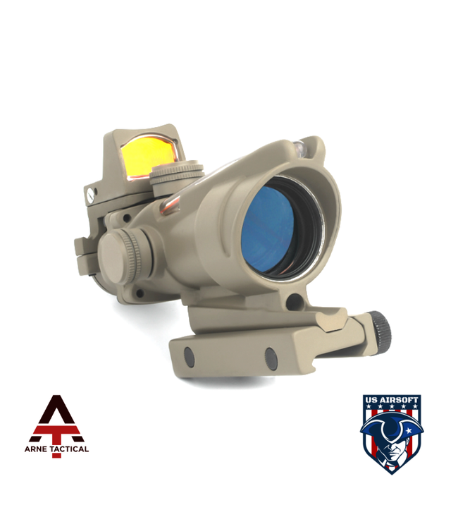 Arne Tactical ACOG 4X32C Red Dot Illumination Source Fiber With RMR Sight (Dark Earth)