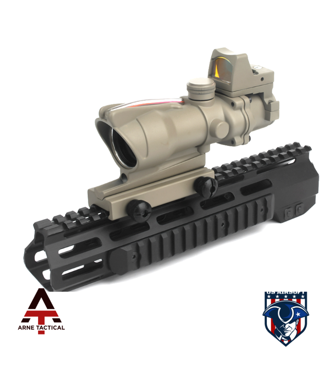 Arne Tactical ACOG 4X32C Red Dot Illumination Source Fiber With RMR Sight (Dark Earth)