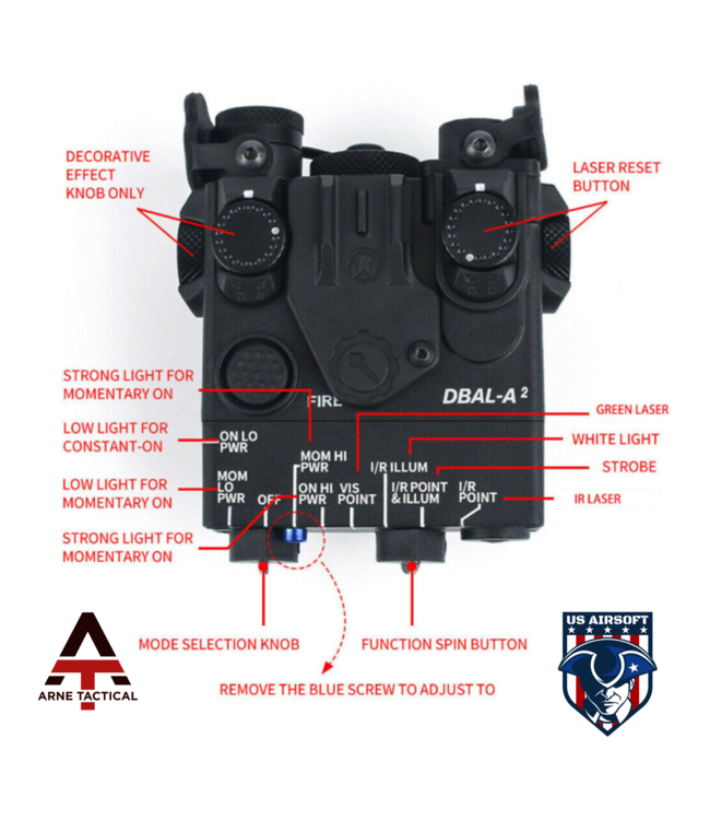 Tactical Mini Dbal-A2 Metal Green Dot IR Laser Weapon Flashlight Airsoft  DBAL LED Laser Light Illuminator