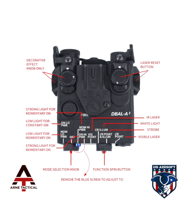 Arne Tactical DBAL-A2 Red IR Aiming Laser Hunting Strobe Light (Dark Earth )