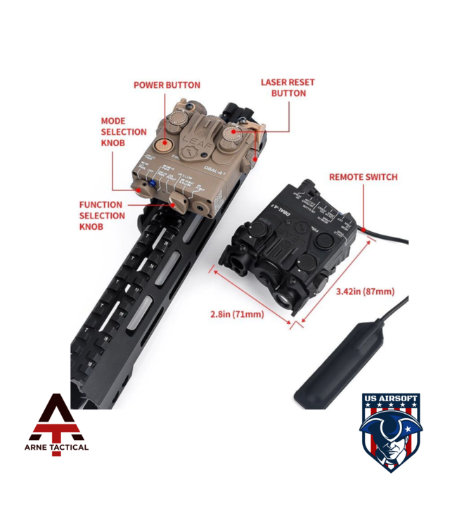 Arne Tactical DBAL-A2 Red IR Aiming Laser Hunting Strobe Light (Dark Earth )