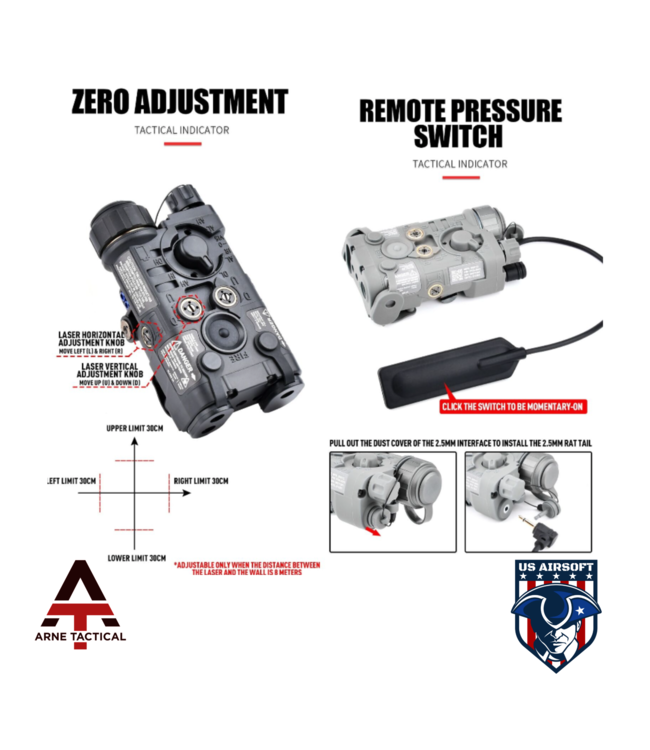 Arne Tactical NGAL Intergrated Green Laser and White Light Combo w/adjustable laser (Dark Earth)