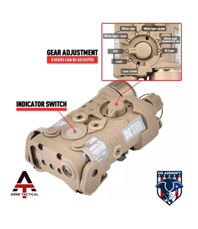 Arne Tactical NGAL Intergrated Green Laser and White Light Combo w/adjustable laser (Dark Earth)