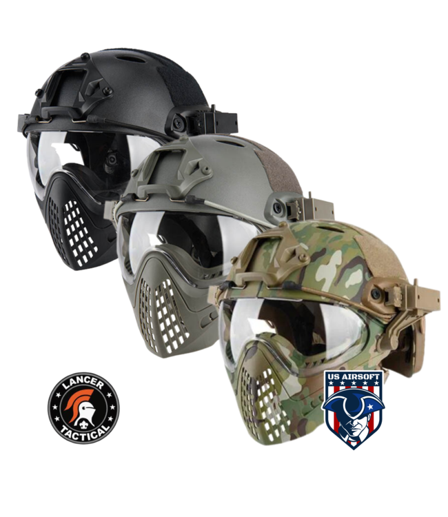 DLP Tactical Steel Full Face Mask For ACH/MICH/FAST Bump Helmets – One Size