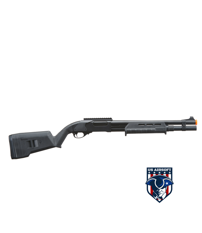 Golden Eagle Airsoft M870 MP M-LOK Style 3/6-Shot Pump Action Gas Shotgun - Black with Shell Holder