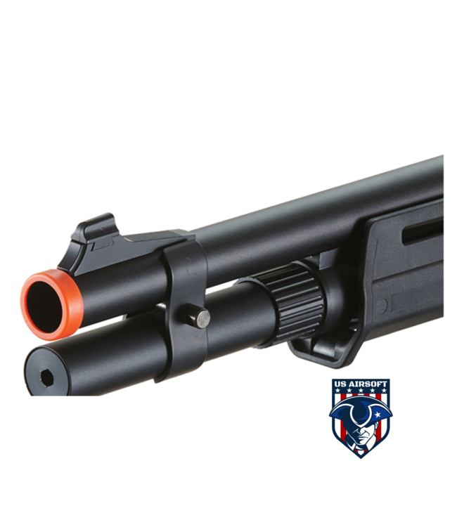 Golden Eagle Airsoft M870 MP M-LOK Style 3/6-Shot Pump Action Gas Shotgun - Black with Shell Holder